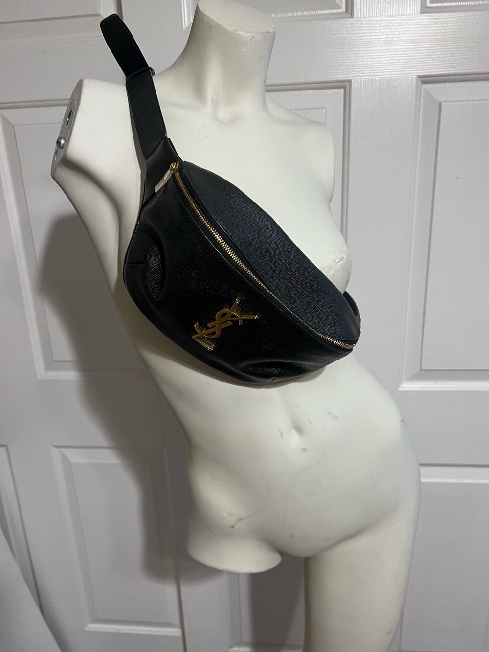 Yves Saint Laurent Black Leather Belt Bag with Gold YSL Hardware. NEVER USED - Picture 1 of 4